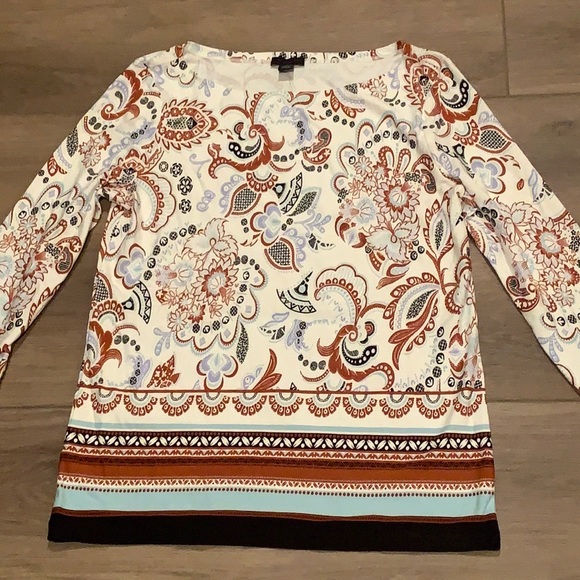 NWOT Ann Taylor Factory Paisley 3/4 Sleeve Size XS Top - Picture 11 of 15
